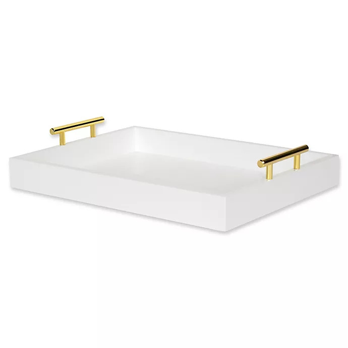 Kate and Laurel Lipton Decorative Tray in White/Gold | Bed Bath & Beyond