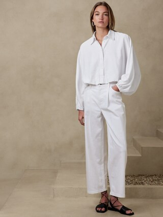 Cropped Linen-Blend Shirt | Banana Republic Factory