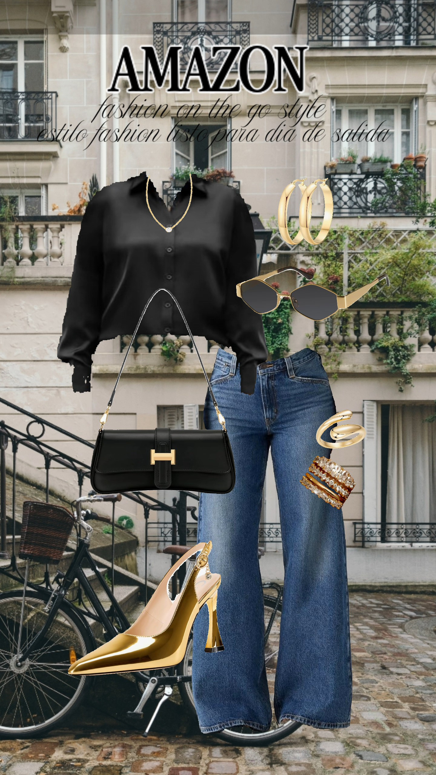 Style up your day with a chic blouse, baggy jeans, and stiletto heels. Pair with gold hoop earrings and trendy hexagon sunglasses for a complete look. 🌟#liketkit #ltkoutfit

#LTKgrwm #LTKootd #LTKSaleAlert