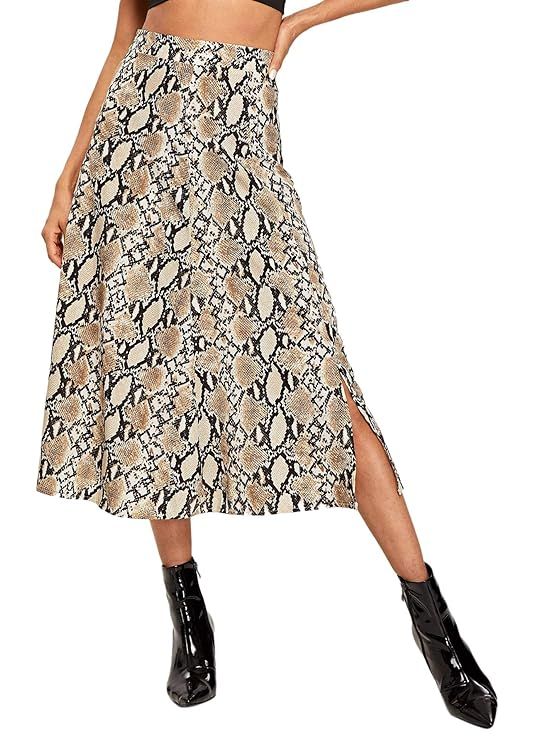 WDIRARA Women's Vintage Snake Skin Mid Waist Long Length Animal Print Skirt | Amazon (US)