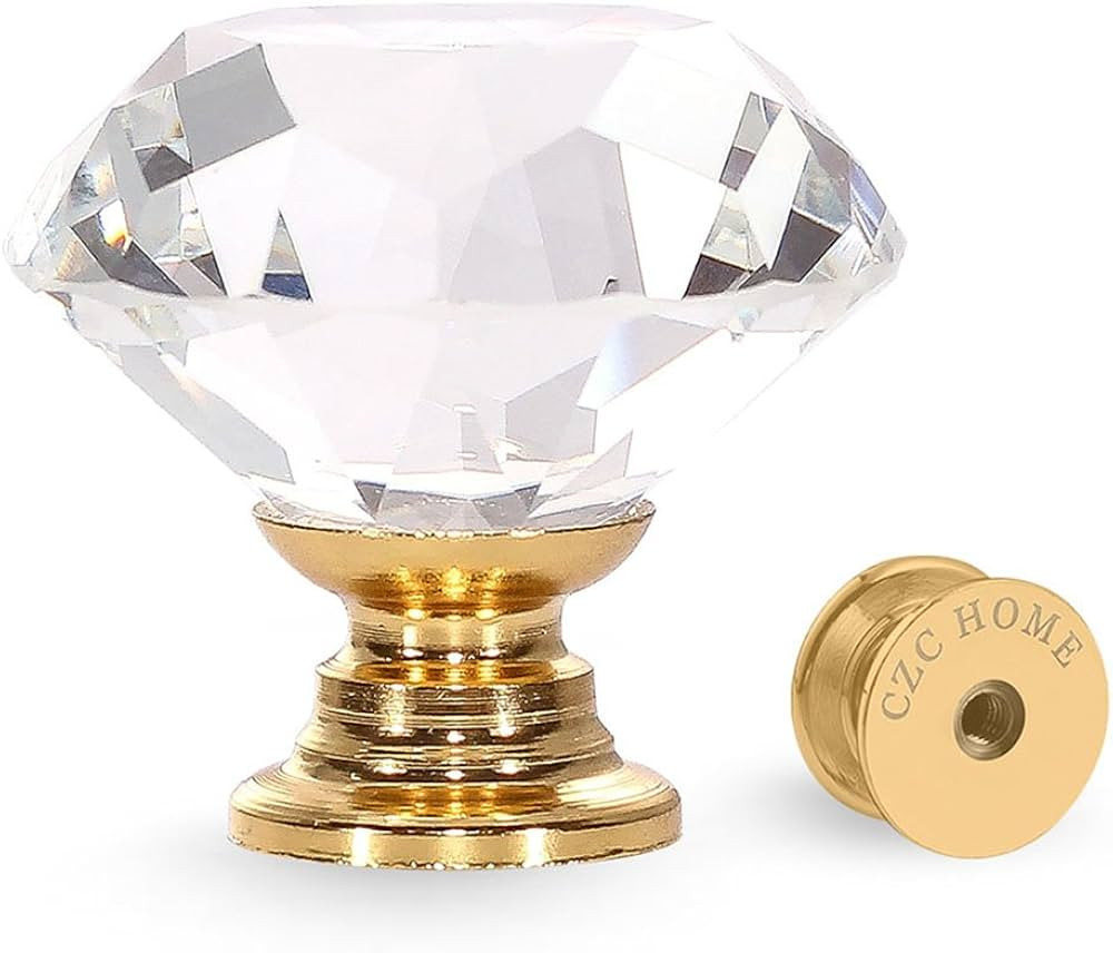 CZC HOME 10 PCS Diamond Crystal Glass Pull Handle Cabinet Knobs Cupboard Drawers Cabinet Dresser ... | Amazon (US)