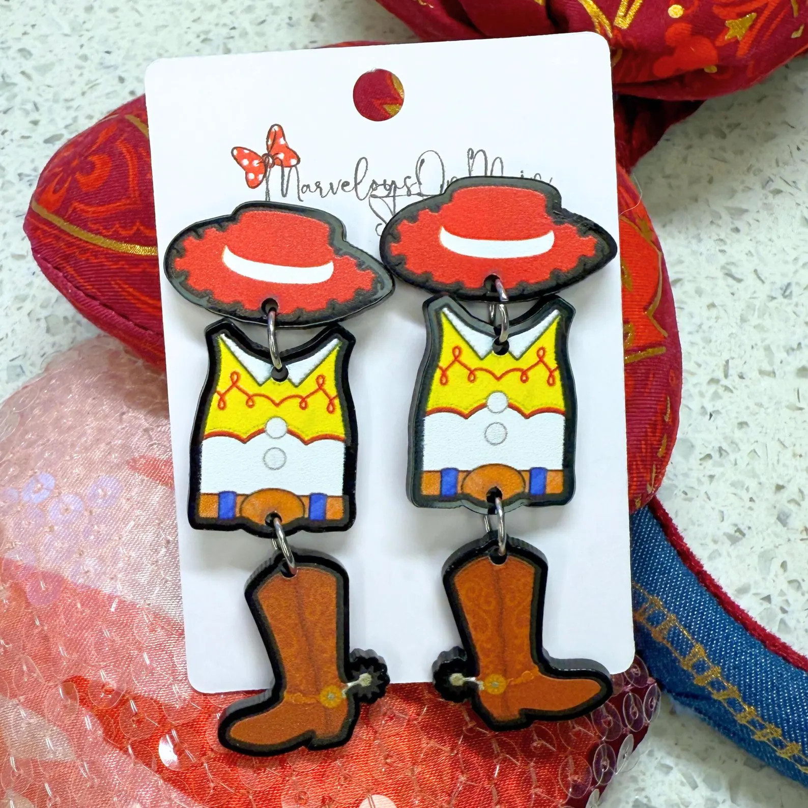 Toy Story Cowgirl Jessie Earrings - Lightweight 3 Piece Acrylic Dangle Drop Costume Statement Jew... | Etsy (Global)