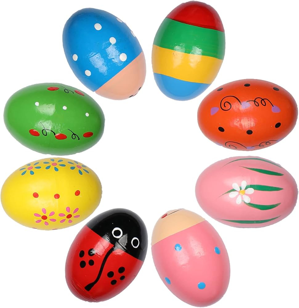 LHYCS 8PCS Wooden Percussion Eggs, Colorful Musical Easter Maracas Egg Shakers | Amazon (US)