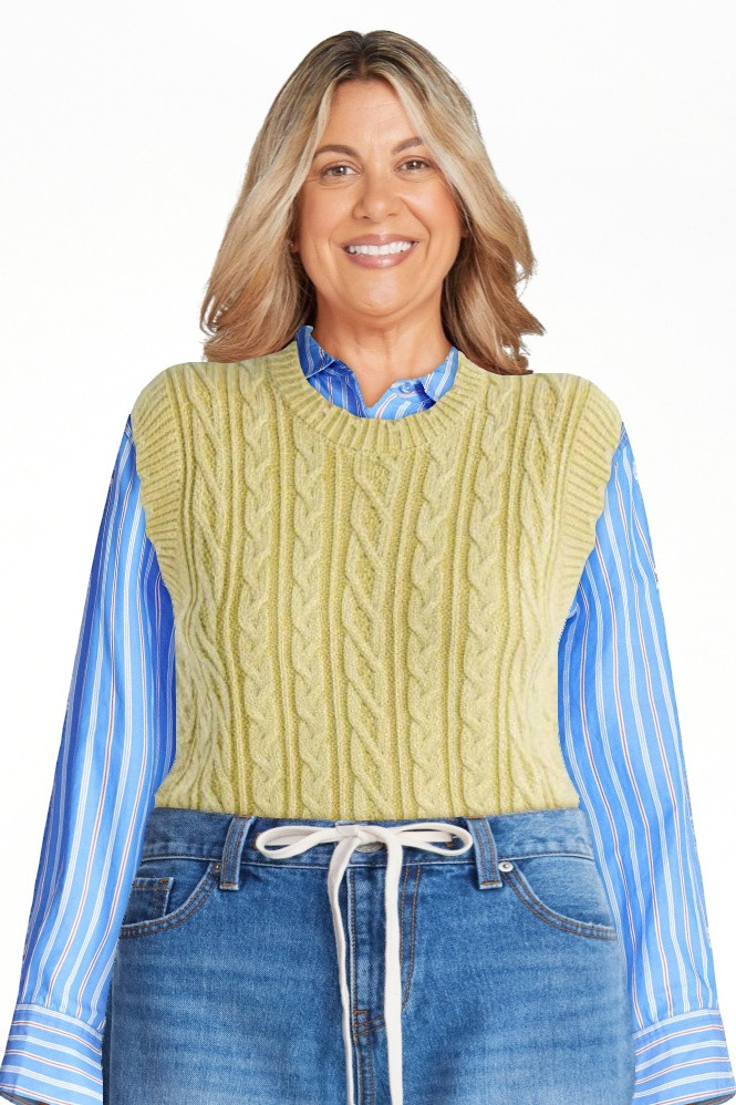 Free Assembly Women's Scalloped Cable Knit Cotton Vest, Sizes XS-XXL | Walmart (US)
