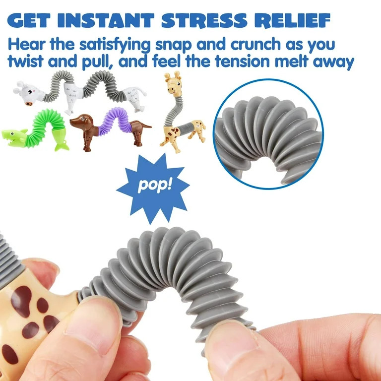Joyfy Animal Pop Tubes Fidget Toys, 8 Pack Sensory Toys for Toddlers 2-3 Party Favors for Kids 4-... | Walmart (US)