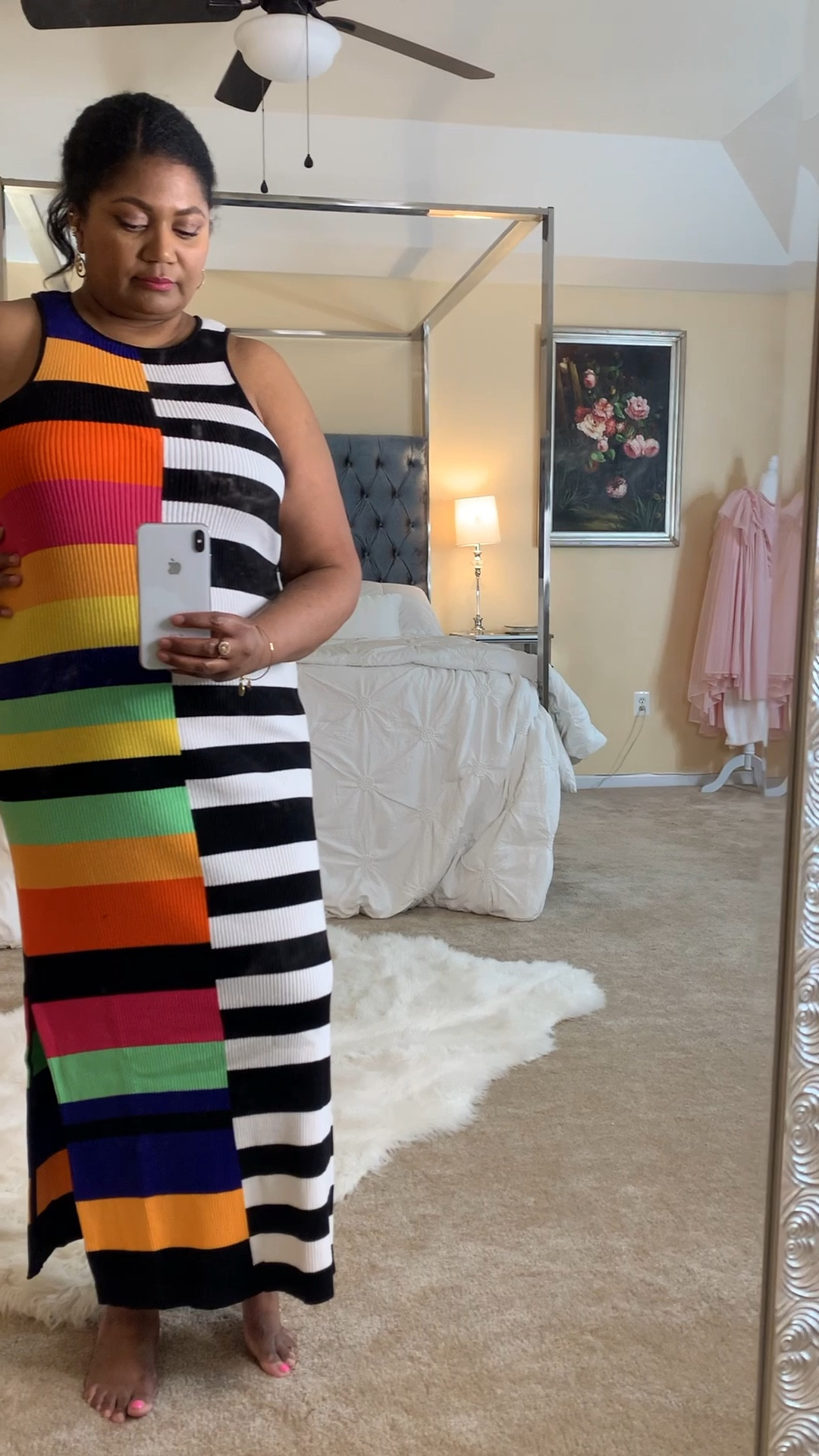 Mixed strip ribbed dress. Love the colors and contrast! I wanted to try a different look. Youthful well made midi / maxi dress with slit. As seen in my YouTube try-on haul I am wearing a size 16 and I am 5 5” 

#LTKcurves #LTKunder100 #LTKFind