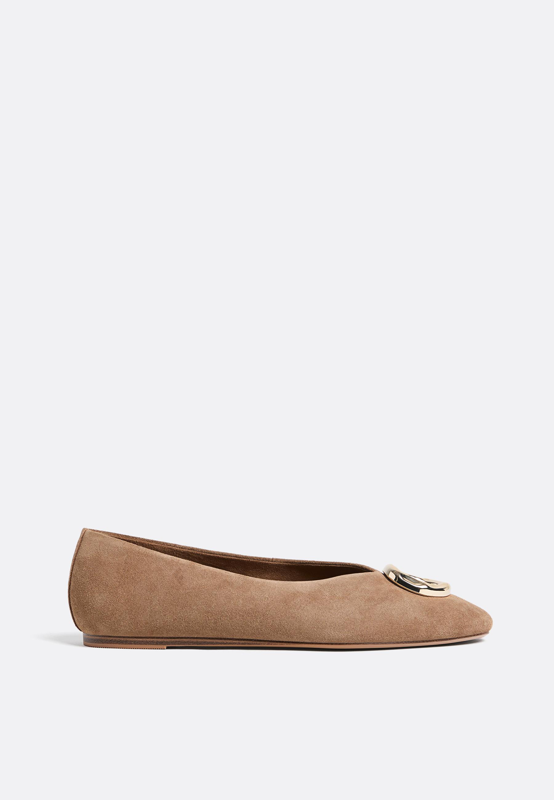 Split leather ballet flats with detail - Women's Leather | Stradivarius United Kingdom | Stradivarius (UK)