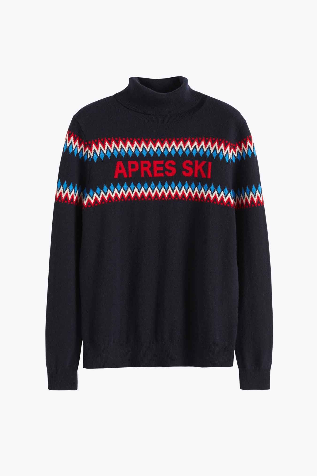 Navy Apres Ski Fair Isle Wool-Cashmere Sweater | Chinti and Parker