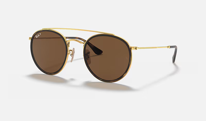 ROUND DOUBLE BRIDGE Sunglasses in Gold and Black | Ray-Ban® | Ray-Ban (US)