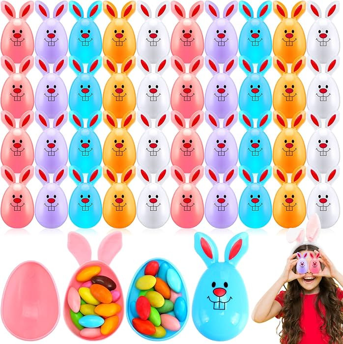 100 Pieces Plastic Bunny Shaped Easter Eggs Fillable Bulk 3 Inches novelty Empty Bunny Eggs Easte... | Amazon (US)