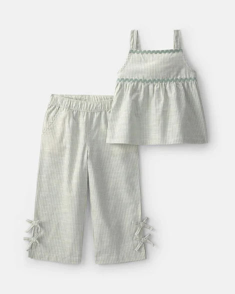 Toddler Girl 2-Piece Striped Tank Top & Pant Set - Green | Carter's | Carter's Inc