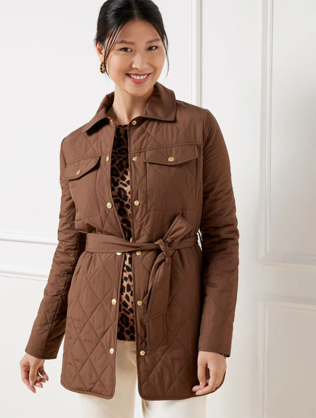 Belted Quilted Shirt Jacket | Talbots