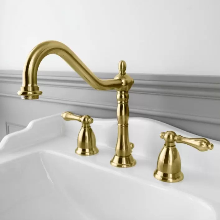 Randolph Morris Victorian Widespread Bathroom Sink Faucet-Metal Lever Handles | Vintage Tub & Bath