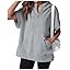 Womens Oversized Hoodies Half Zip Short Sleeve Sweatshirts Casual Loose Solid Pullover Tops with ... | Amazon (US)