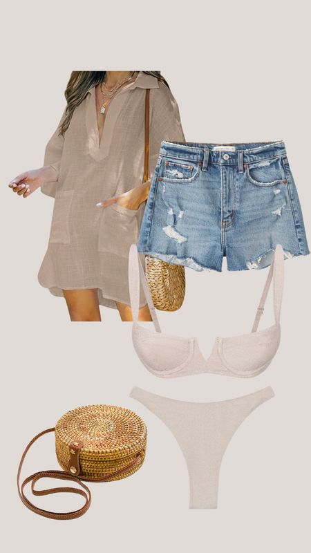 Beach outfit, vacation outfits, neutral bikini, minimal style, Abercrombie, beach inspo, Amazon finds 

#LTKswim #LTKsalealert #LTKunder100