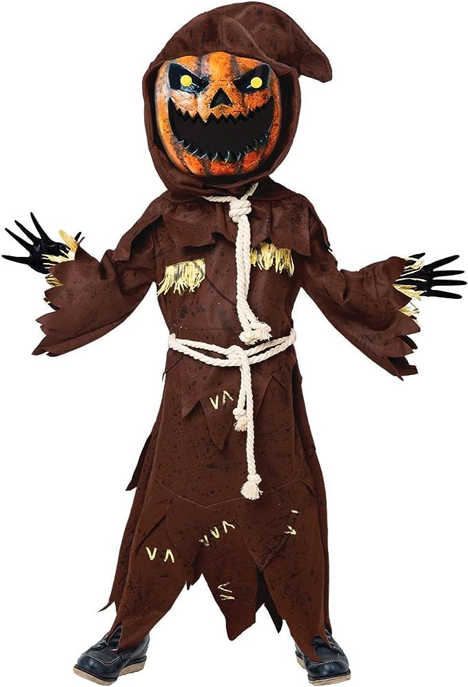 Spooktacular Creations Scary Scarecrow Pumpkin Bobble Head Costume w/Pumpkin Halloween Mask for K... | Amazon (US)