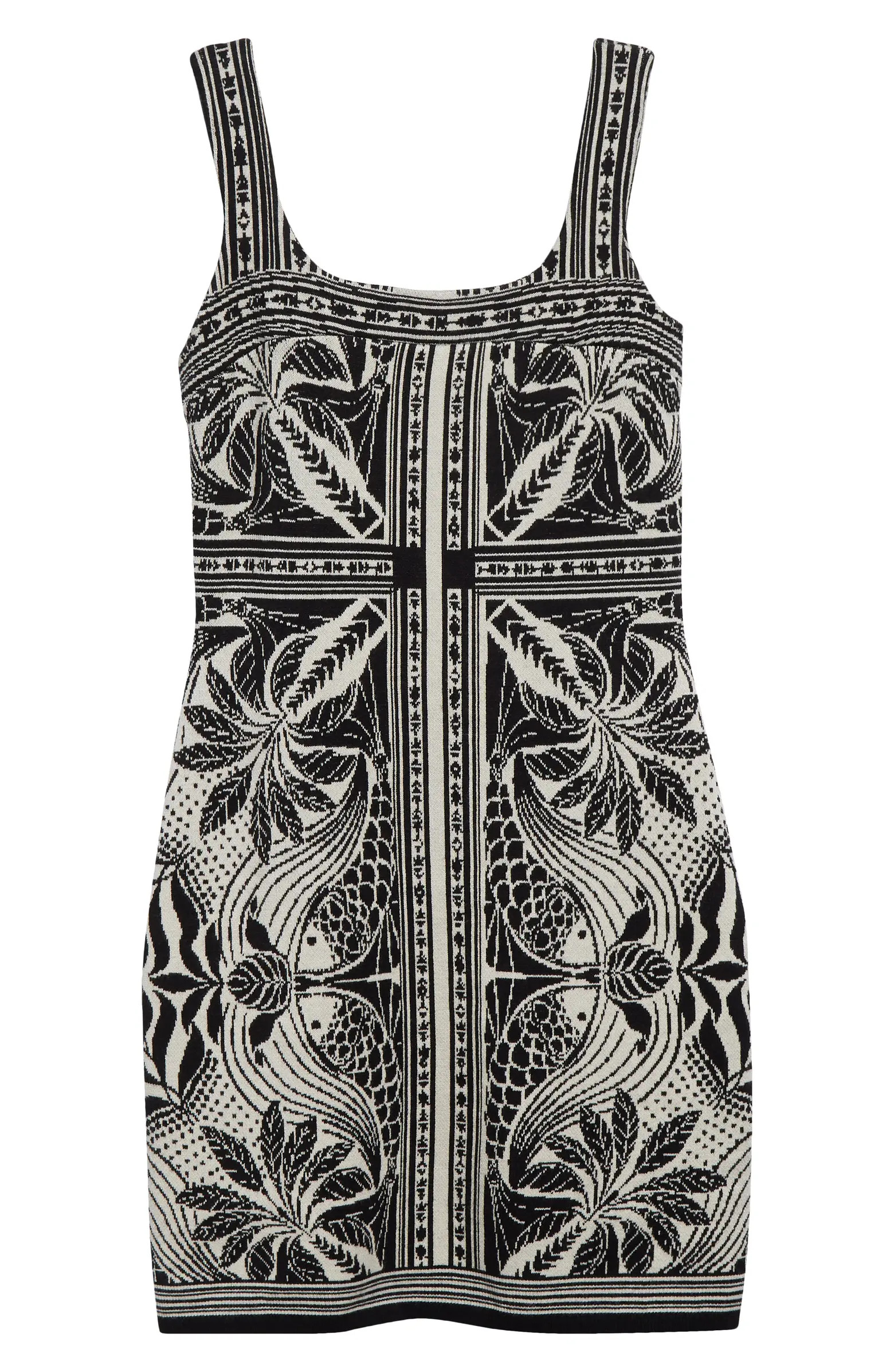Scarf Print Jacquard Sleeveless Dress | Nordstrom