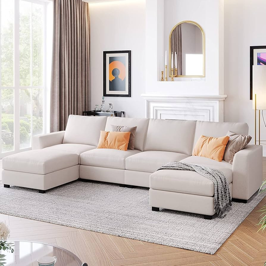 Amazon.com: BSYEIO 130.7" Modular Sectional Couch for Living Room, Large U-Shaped Sofa Couch with... | Amazon (US)