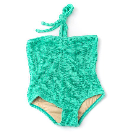 Green Girls Crinkle Textured Halter One Piece Swimsuit 4-14 | Shade Critters