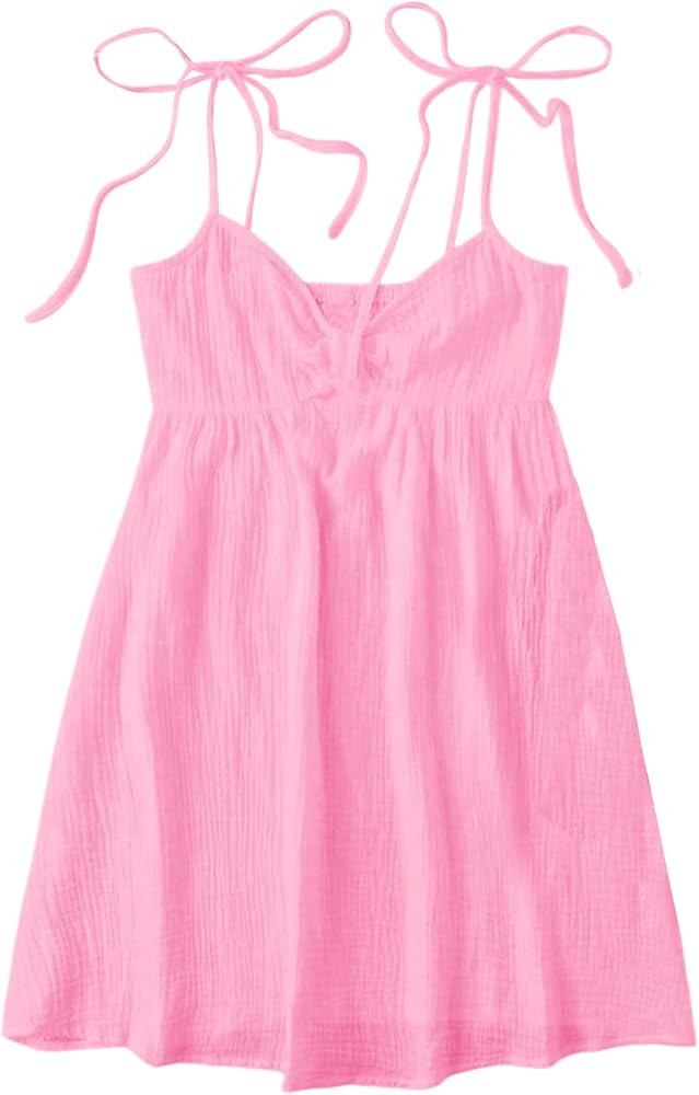 SOLY HUX Women's Tie Shoulder Y2k Cami Sun Dress Cute Spaghetti Strap Casual Summer A Line Short ... | Amazon (US)