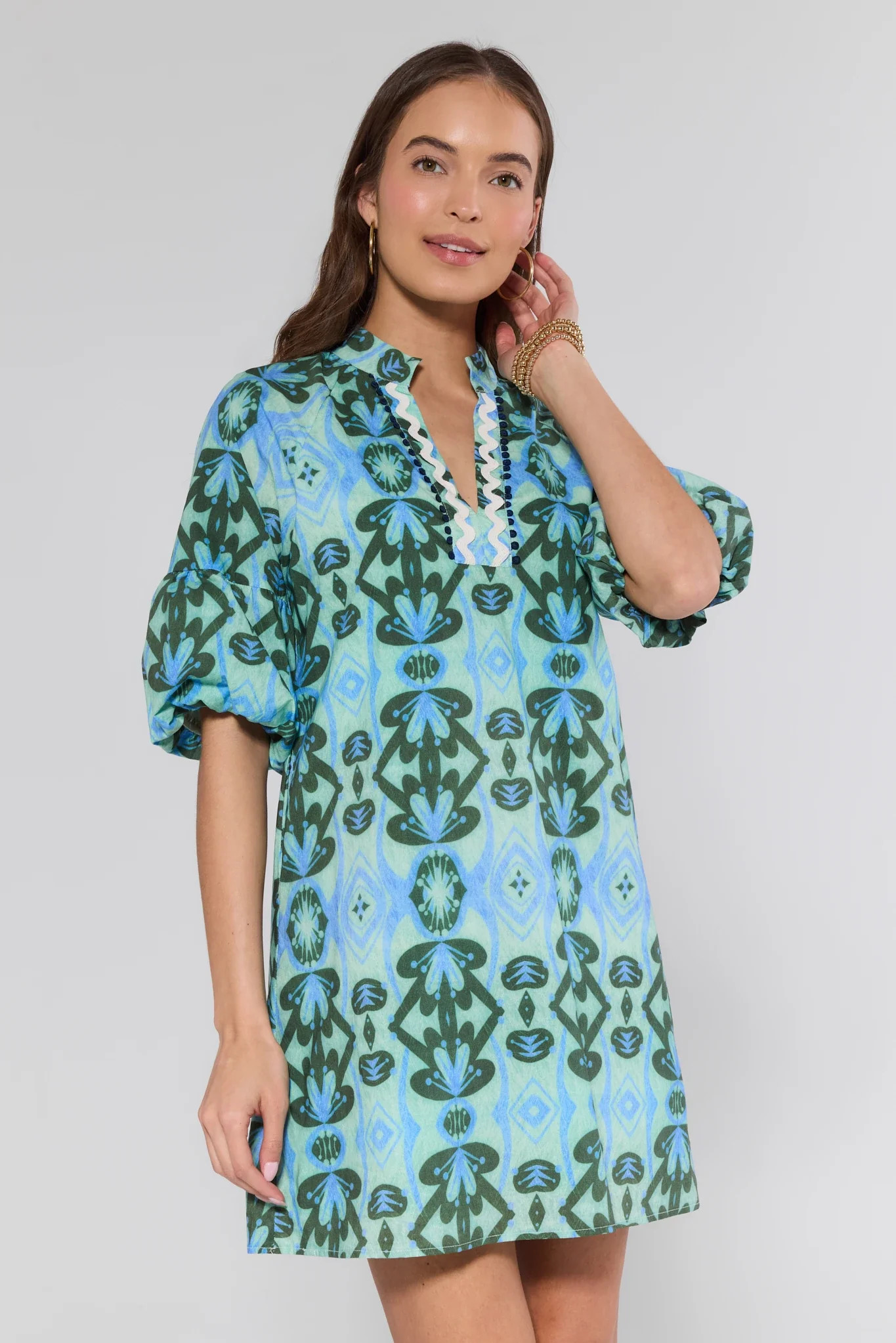 Kara Blue Printed Tunic Dress | Avara