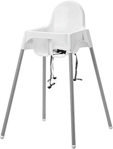Ikea's ANTILOP Highchair with safety belt, white, silver color and ANTILOP Highchair white by Ant... | Amazon (US)