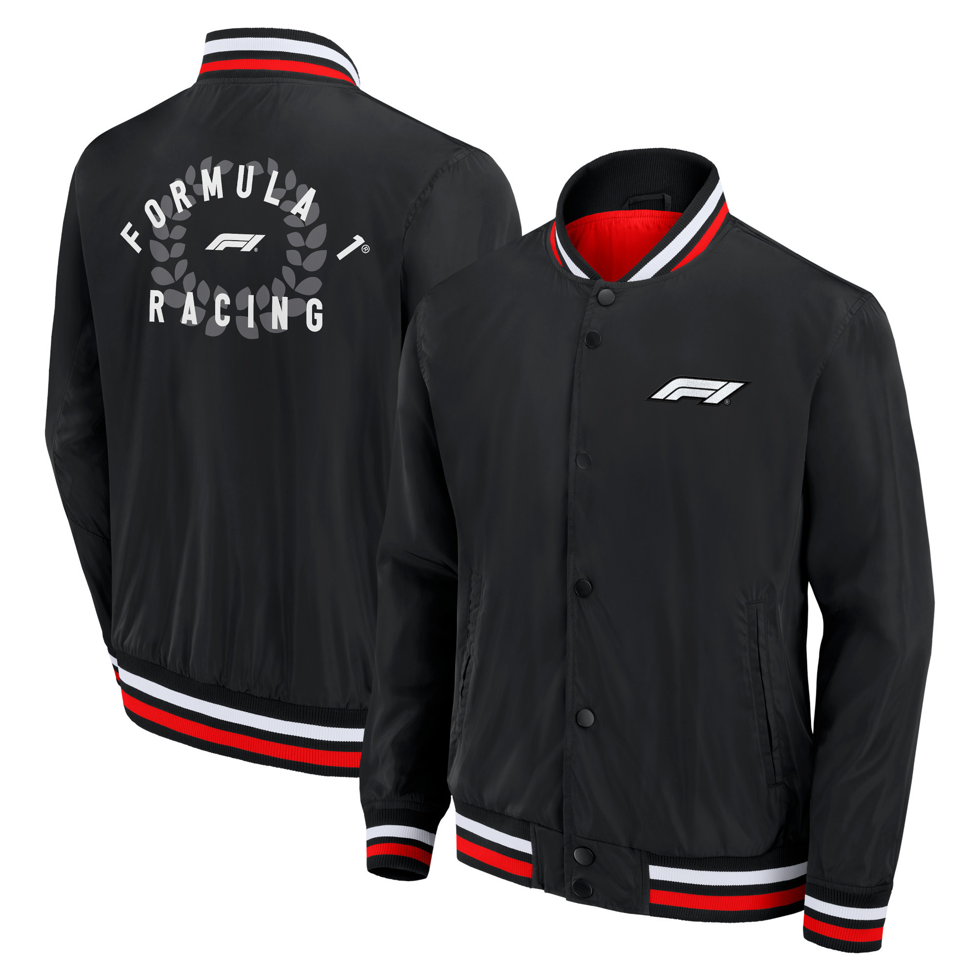 Men's Black Formula 1 Clubhouse Satin Full-Snap Jacket | Fanatics