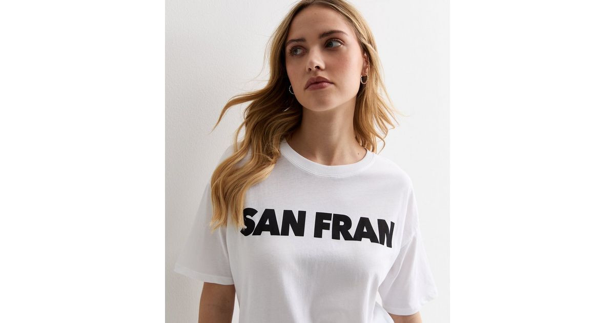 White Cotton San Fran Logo Oversized T-Shirt
						
						Add to Saved Items
						Remove from Sa... | New Look (UK)