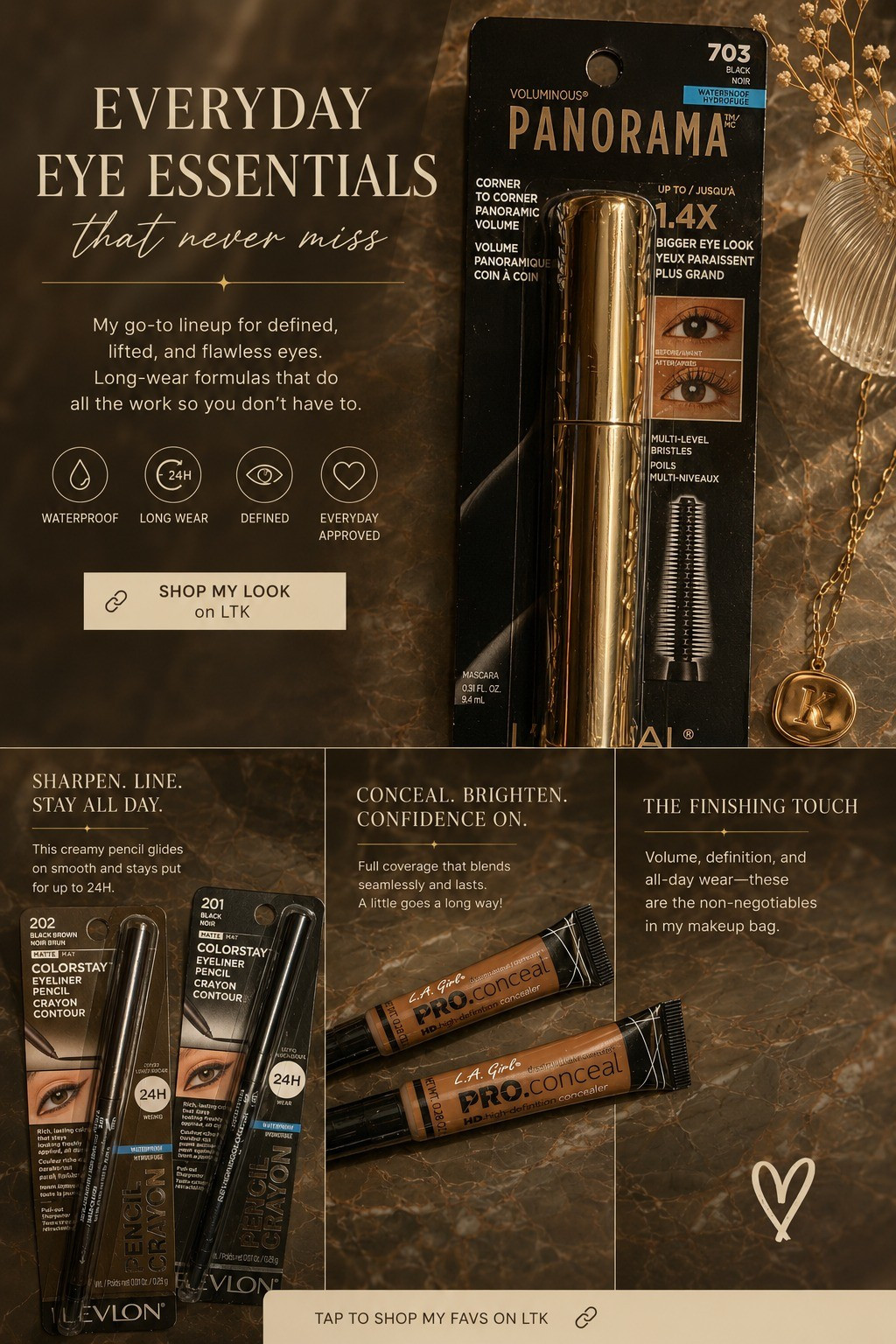 ✨ My Everyday Eye Essentials ✨When I want a quick, polished makeup look, these are the products I reach for every time. From defined eyeliner to flawless concealer and lashes that make a statement, this lineup never lets me down.🤎 Long-lasting wear 🤎 Waterproof formulas 🤎 Easy everyday glam 🤎 Budget-friendly beauty finds.These little beauty staples help me look put together in minutes—perfect for busy days, travel days, and everything in between.🛍️ Shop my favorites on LTK: IslandPrincess50_

#LTKBeauty
