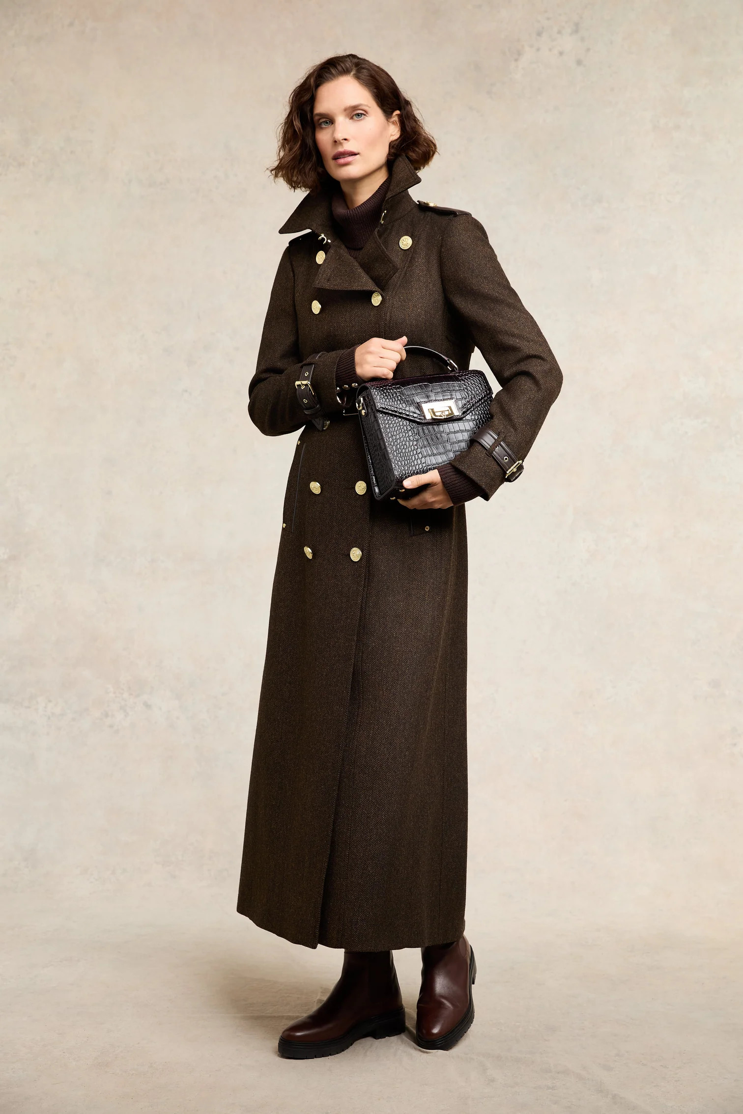 Chelsea Saddle Bag (Tan Croc) | Holland Cooper