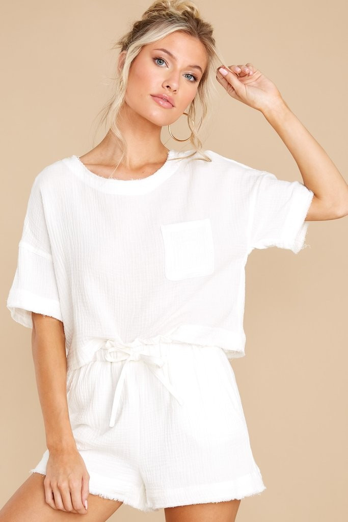 Hear The Waves White Two Piece Set | Red Dress 