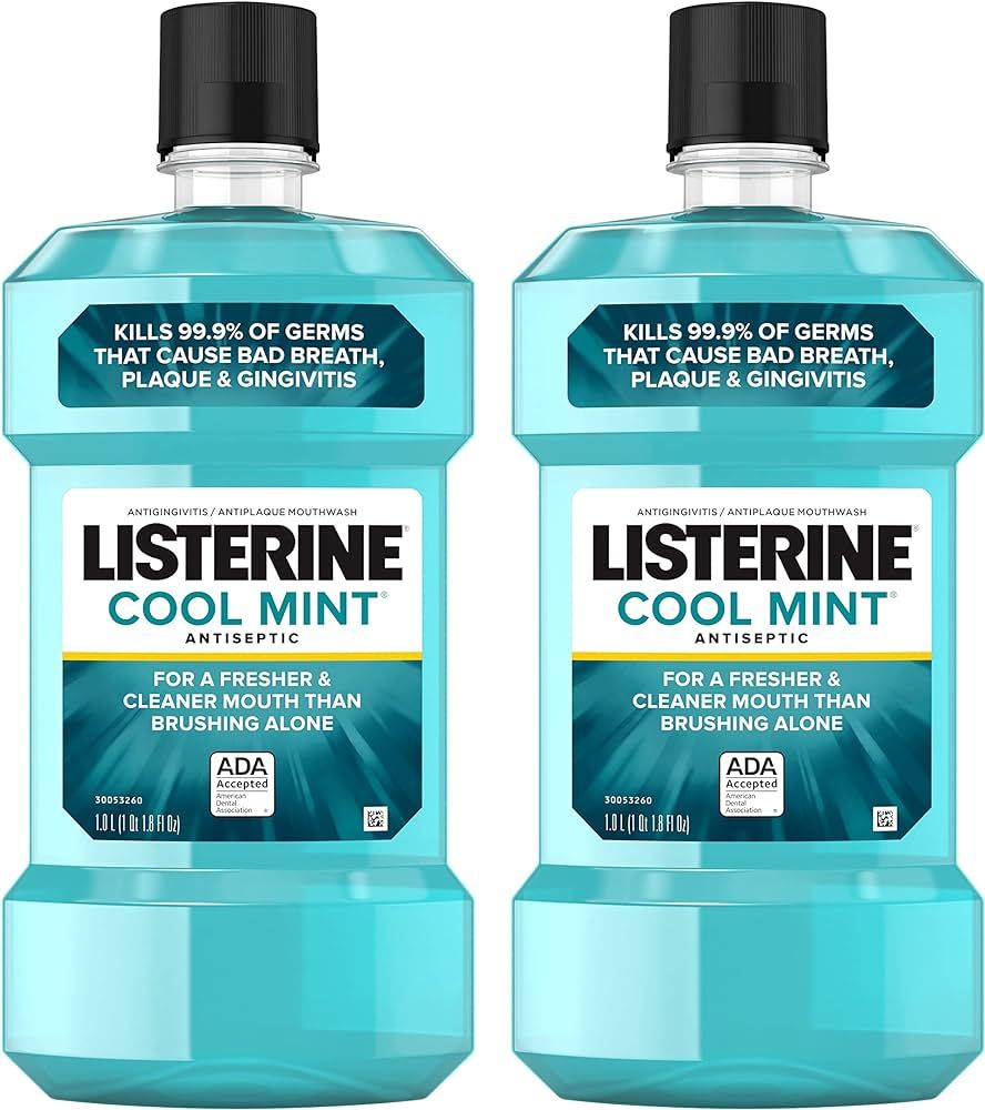 Listerine Cool Mint Antiseptic Mouthwash to Kill 99% of Germs That Cause Bad Breath, Plaque and G... | Amazon (US)