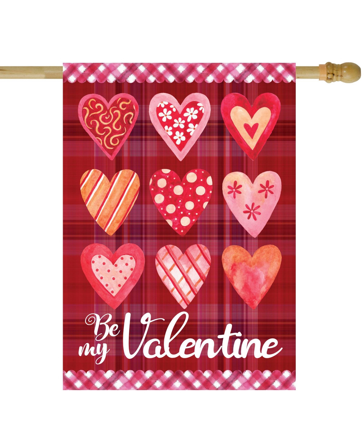 Be My Valentine Plaid and Heart Outdoor House Flag, 28" x 40 | Macys (US)