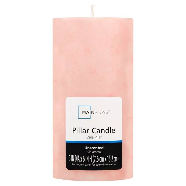 Mainstays Unscented Decorative Mottled Pillar Candles, 3x6inch tall, Pink Mottled Color | Walmart (US)