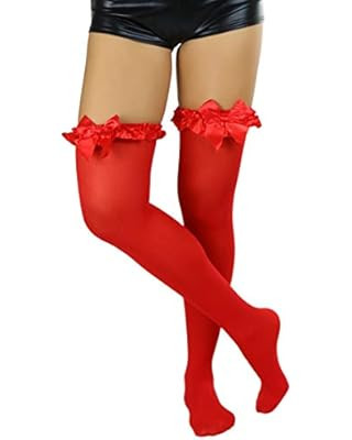 ToBeInStyle Women’s Beautiful Satin Bow Opaque Thigh High Stockings | Amazon (US)
