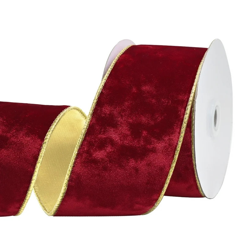 LoomJoyz Velvet Wired Ribbon Double-Sided, Red & Gold, 10 Yards, 2.5 Inch for Weddings Party Hair... | Walmart (US)