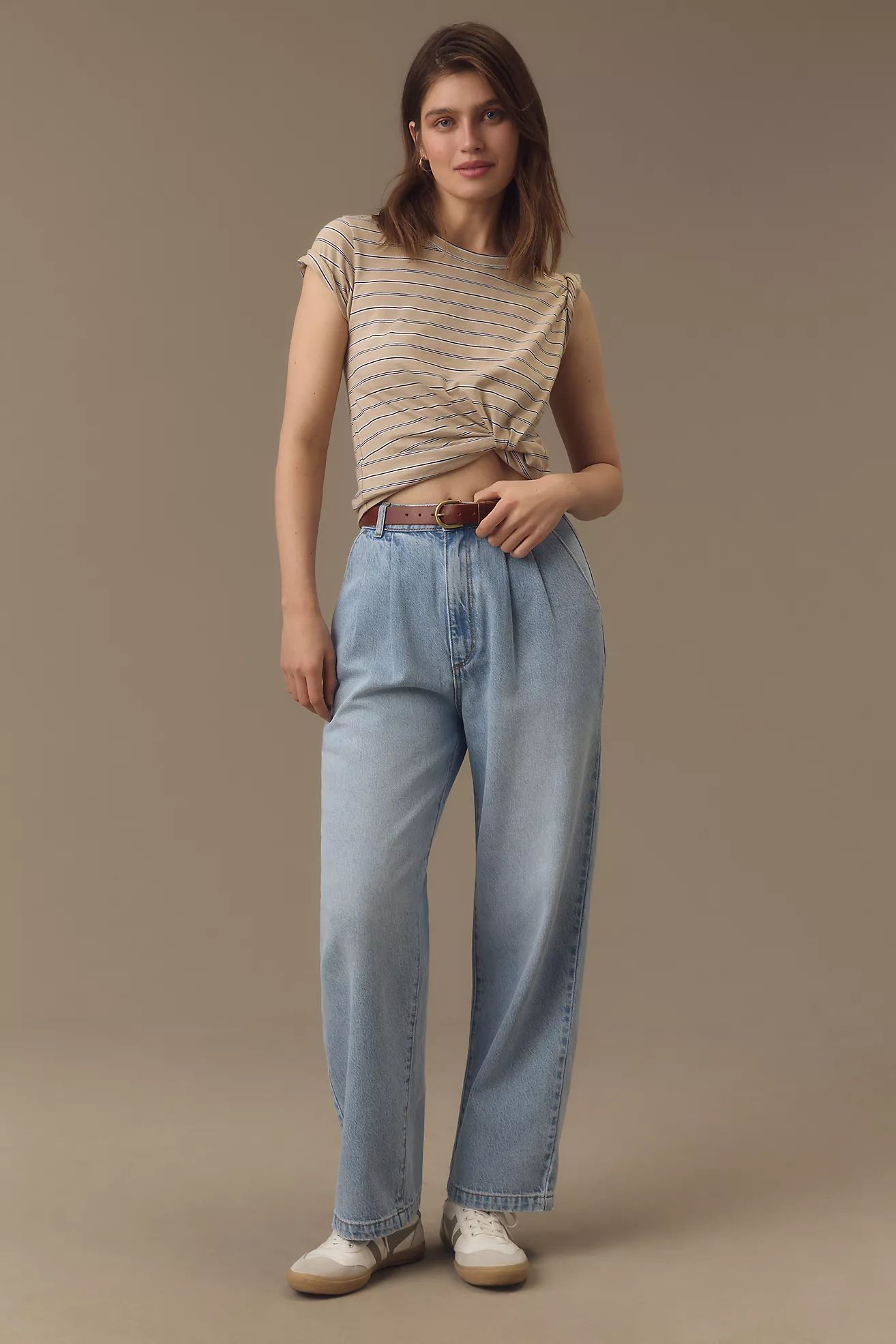 Rolla's Chloe Pleat High-Rise Crop Wide-Leg Jeans | Anthropologie (US)