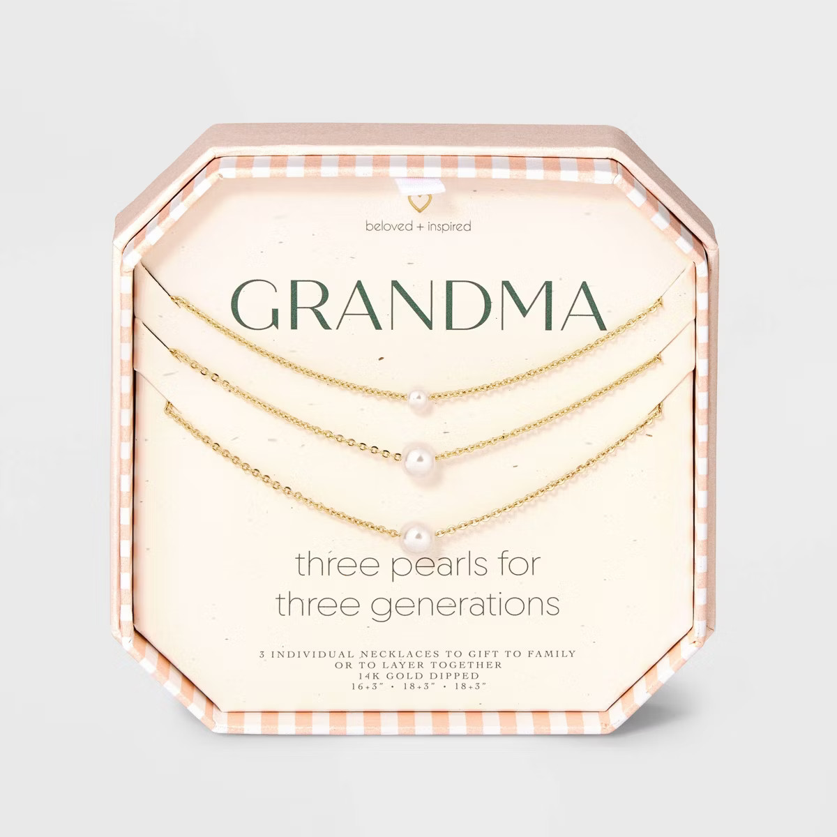 Beloved + Inspired 14K Gold Dipped Triple Pearl Pendant Necklace Set 3pc - Gold/Ivory | Target