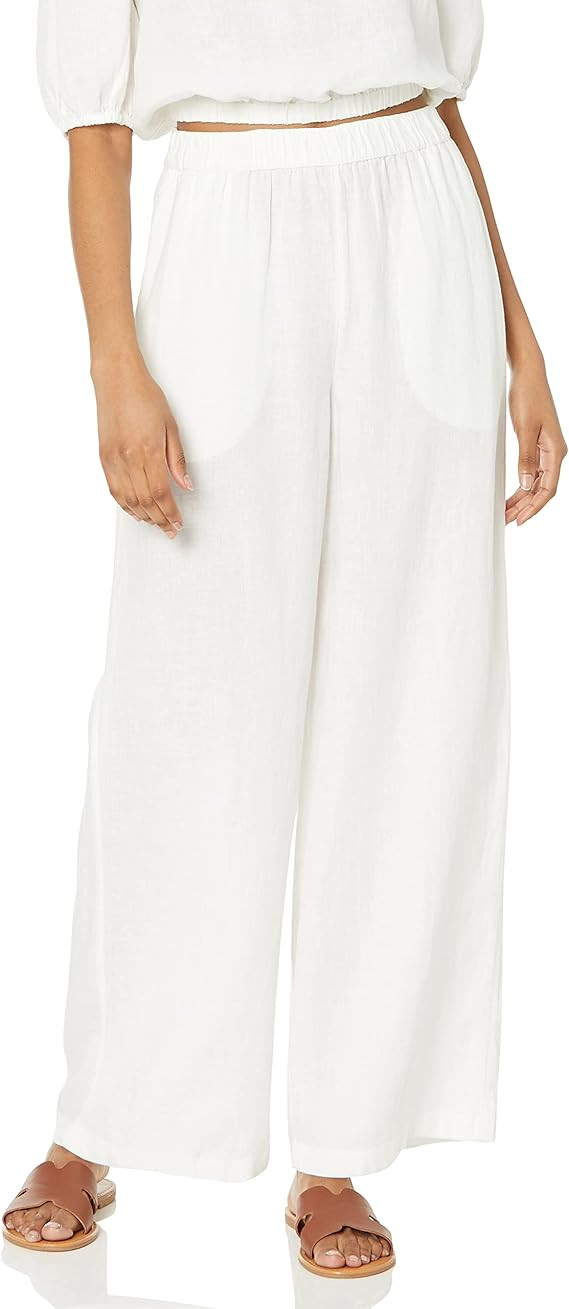 The Drop Women's Finley Relaxed Linen Pull-on Wide Leg Pant | Amazon (UK)