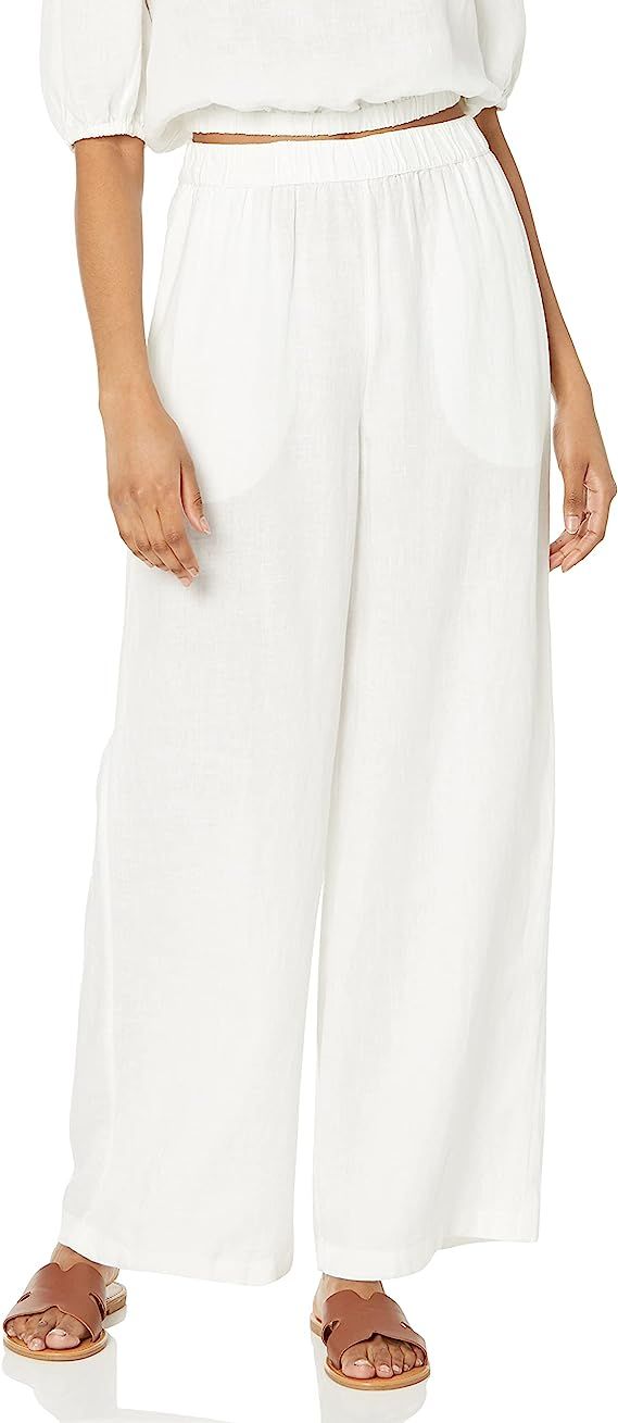 The Drop Women's Finley Relaxed Linen Pull-on Wide Leg Pant | Amazon (UK)