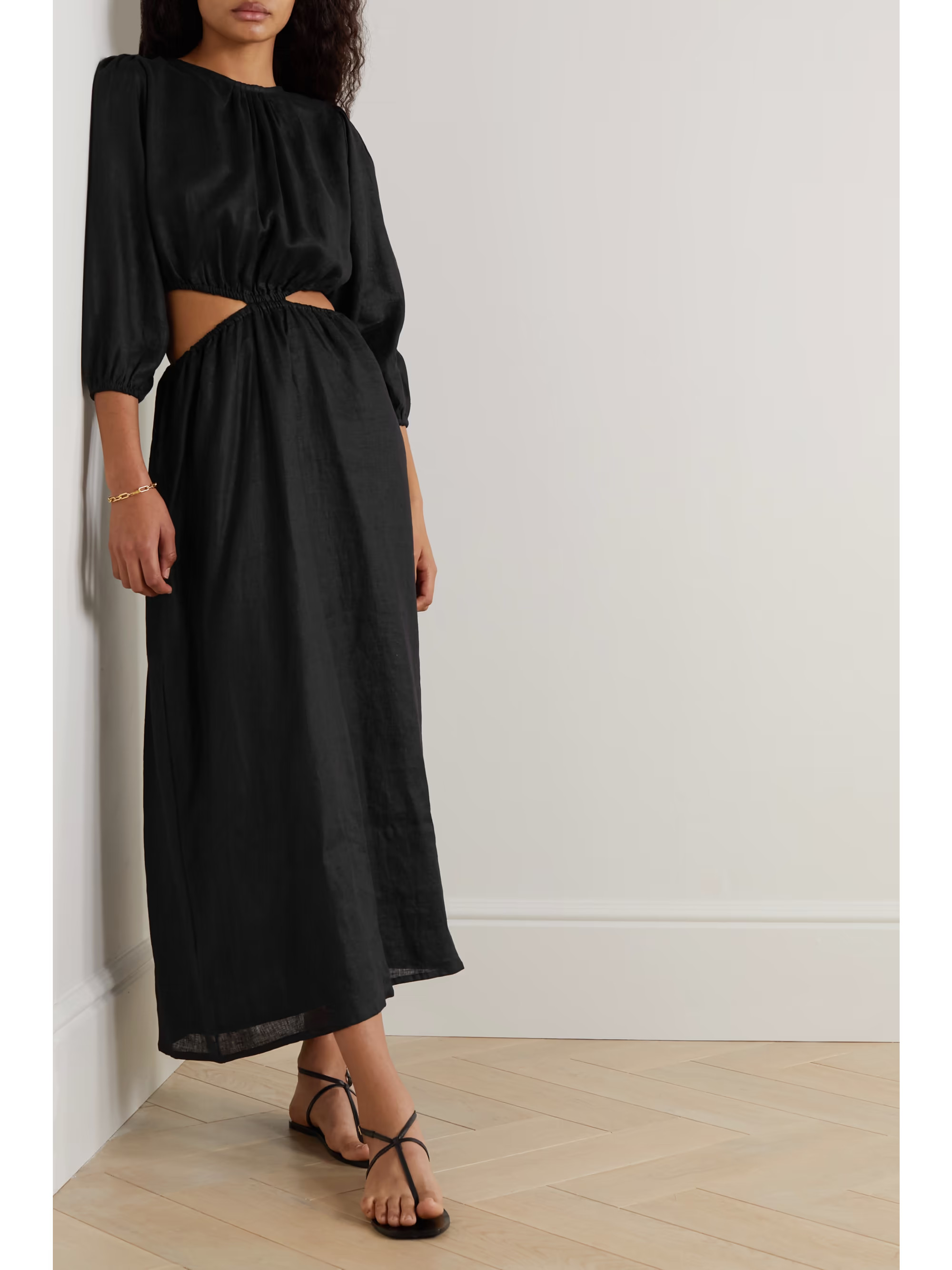 Hielo cutout gathered linen dress | NET-A-PORTER (US)