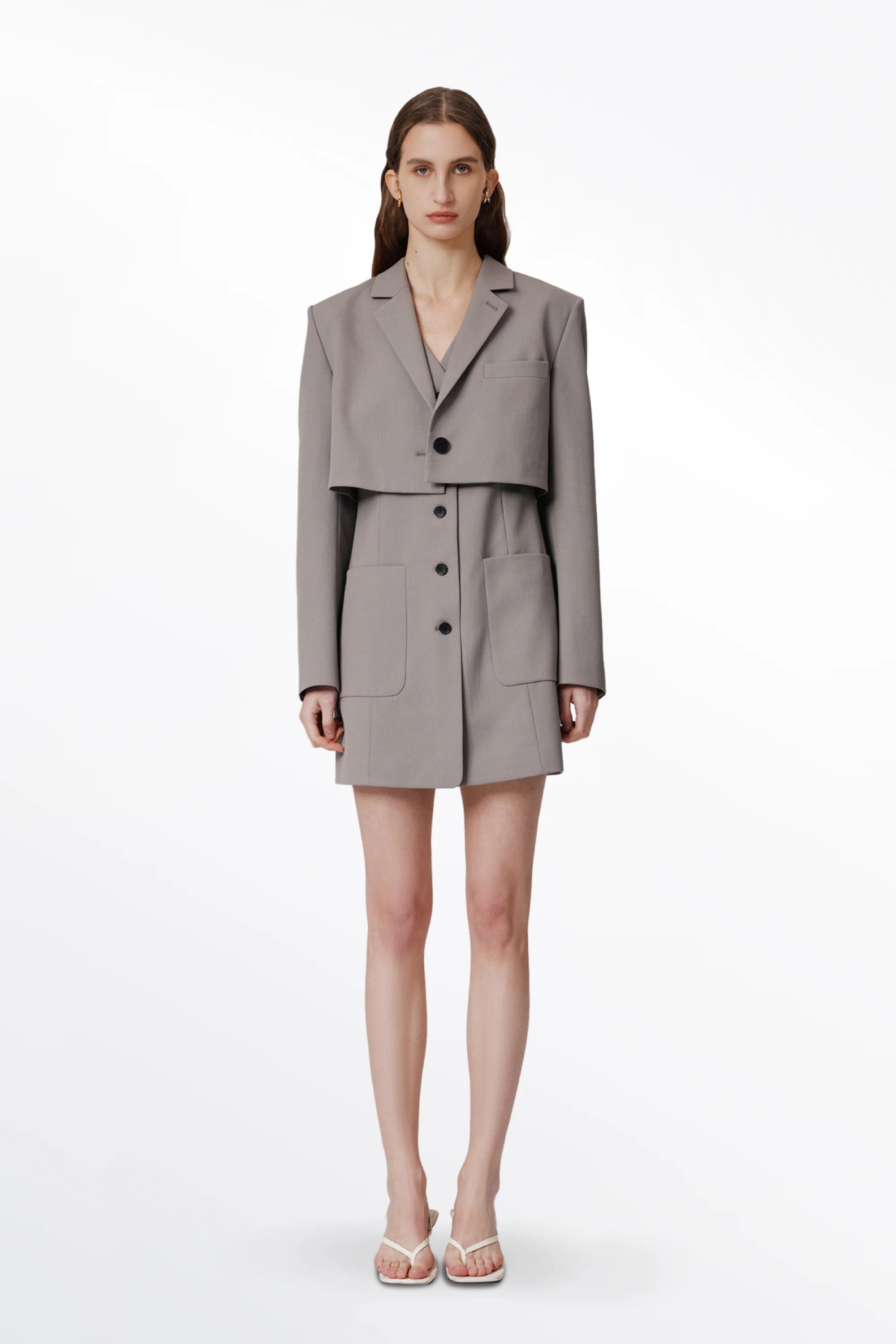 Karlie Cropped Blazer and Vest Dress Set in Wool Blend Twill | Fabrique