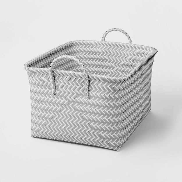 Large Woven Rectangular Storage Basket Gray/White - Brightroom&#8482; | Target