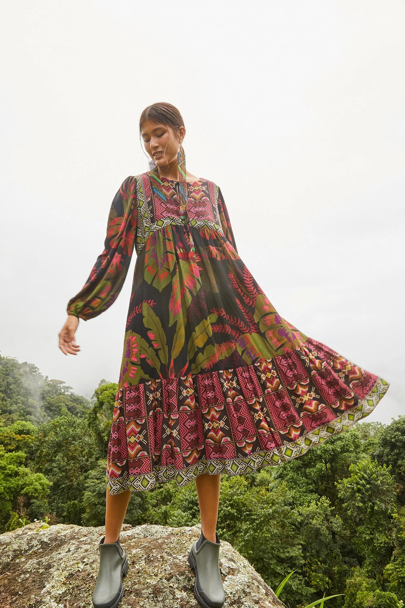 TROPICAL FOREST MIDI DRESS | FarmRio (US)