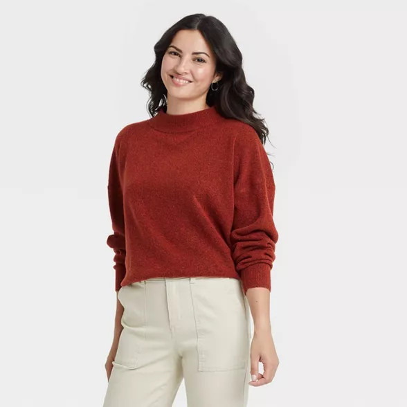 Women's Slouchy Mock Turtleneck Pullover Sweater - A New Day™ | Target