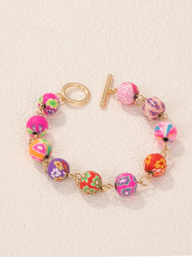 1pc Kawaii Random Soft Clay Beads 17cm OT Clasp Bracelet For Women | SHEIN