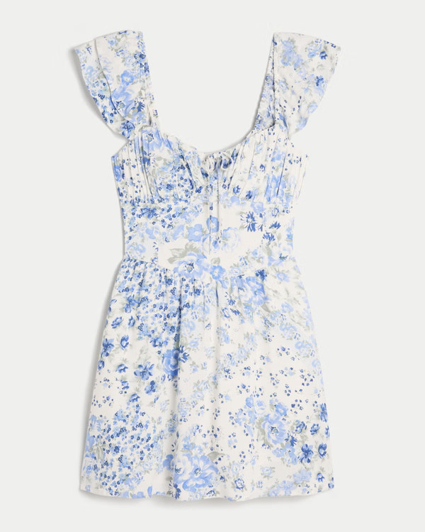 Flutter Sleeve V-Waist Mini Dress | Hollister (US)