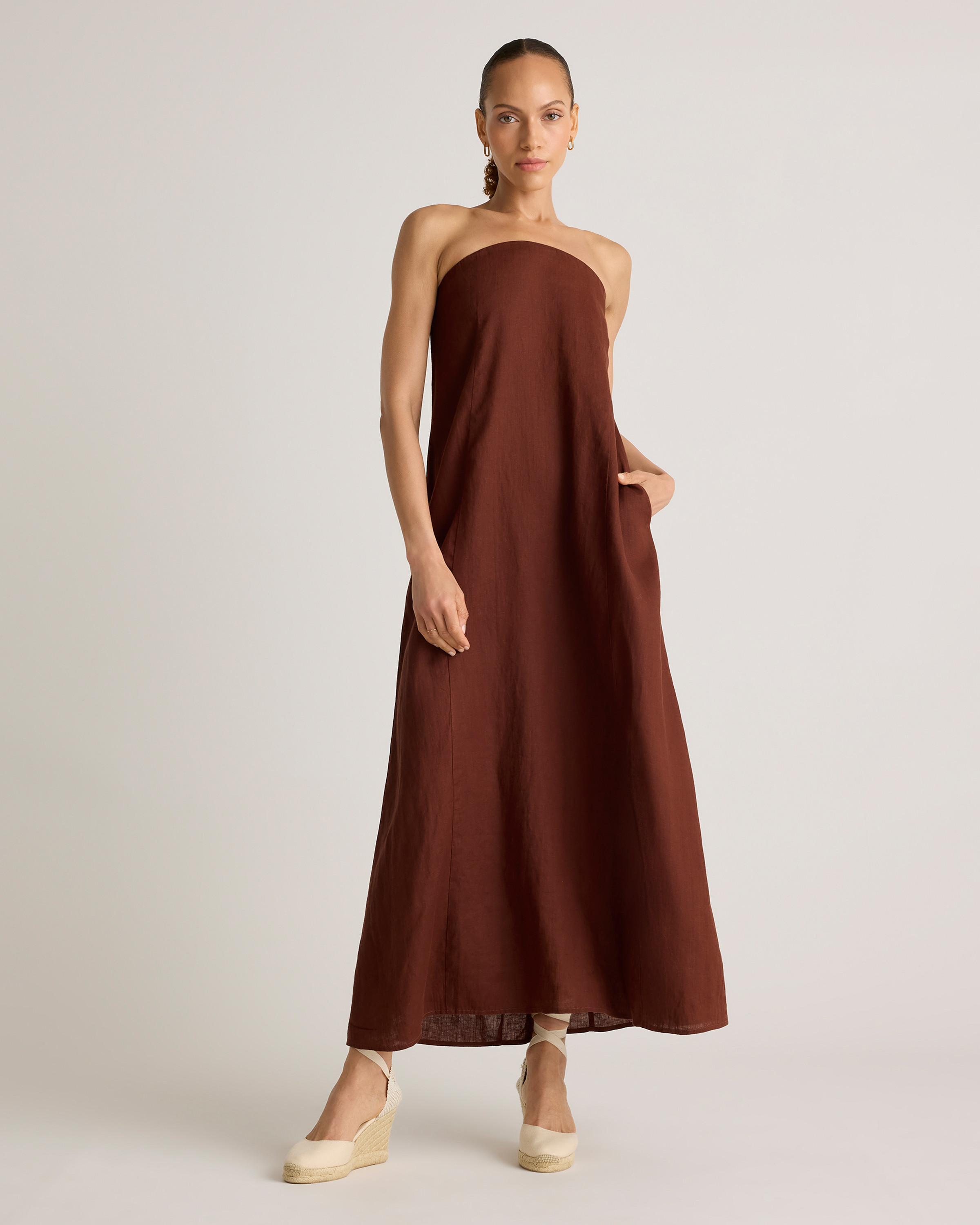 100% European Linen Strapless Maxi Dress | Quince