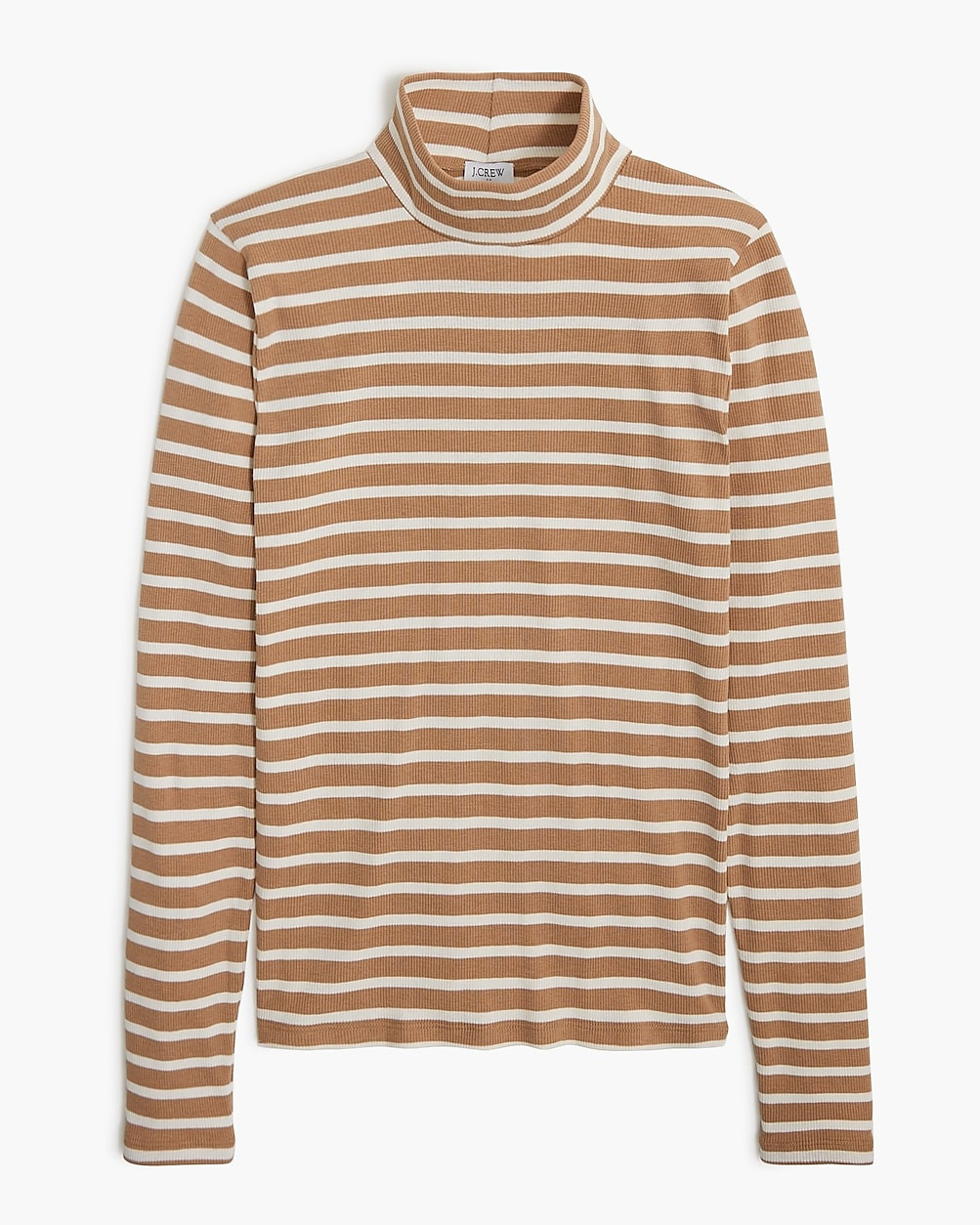 Striped ribbed-knit mockneck top | J.Crew Factory