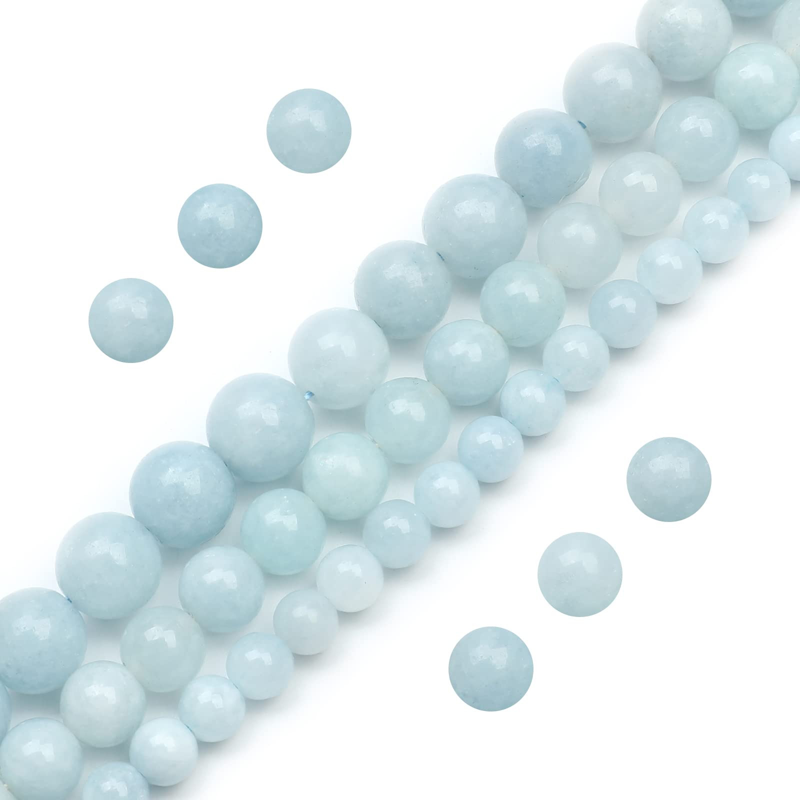 108pcs 6mm Natural Aquamarine Beads Round Gemstone Beads Loose Beads for Jewelry Making | Amazon (US)